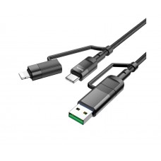 USB кабель Hoco U106 1m 4 в 1 100W USB/ Type-C на Lightning/ Type-C чорний