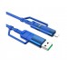 USB кабель Hoco U106 1m 4 в 1 100W USB/ Type-C на Lightning/ Type-C синий
