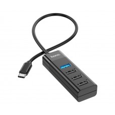 Адаптер Hoco HB25 Type-C - USB 3.0 (F)/ 3 USB 2.0 (F) 0.3m чорний