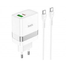 Сетевое зарядное устройство Hoco N21 USB/ Type-C QC PD 30W белое + кабель Type-C to Type-C