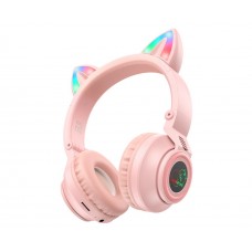 Бездротові накладні навушники Borofone BO18 Cat ear рожеві