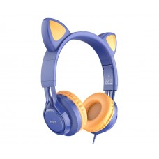 Навушники провідні накладні Hoco W36 Cat ear з мікрофоном Jack 3.5 темно-сині