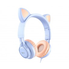 Навушники накладні провідні Hoco W36 Cat ear сині
