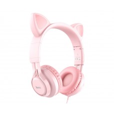 Навушники провідні накладні Hoco W36 Cat ear з мікрофоном Jack 3.5 рожеві