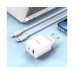 Зарядний пристрій Hoco C80A Plus USB/ Type-C QC PD білий + кабель Type-C to Lightning
