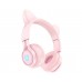 Бездротові навушники Hoco W39 Cat Ear накладні з вушками та LED підсвіткою pink