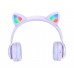 Беспроводные наушники Hoco W39 Cat Ear накладные с ушками и LED подсветкой purple