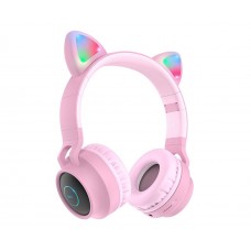 Бездротові накладні навушники Hoco W27 Cat ear рожеві