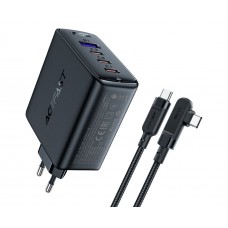 Зарядний пристрій Acefast A37 1 USB/3 Type-C 5A 100W PD QC з кабелем Type-C - Type-C 2m чорне