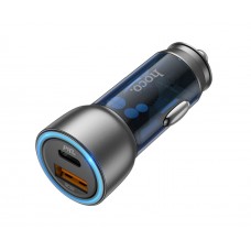 Автомобільний зарядний пристрій Hoco NZ8 USB/ Type-C QC PD 43W сріблясто-синій