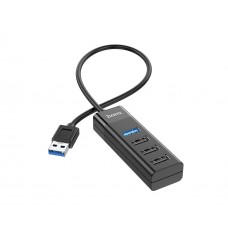 Мультіадаптер хаб Hoco HB25 4в1 USB to USB3.0/3 USB2.0 чорний