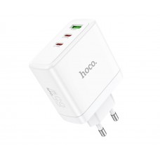 Сетевое зарядное устройство Hoco N30 USB/ 2 Type-C QC PD 65W белое + кабель Type-C to Type-C