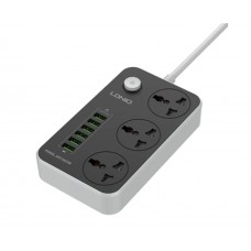 Мережевий зарядний пристрій подовжувач Ldnio SC3604 6 USB 3 розетки 2m сіро-чорний