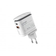 Зарядний пристрій Ldnio A2423C USB/ Type-C QC PD 25W нічник білий + кабель Type-C to Lightning