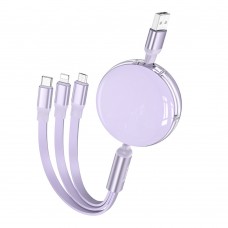 Кабель Hoco X78 3в1 USB to Lightning/ Type-C/ MicroUSB 1m purple