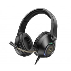 Навушники провідні повнорозмірні Hoco W108 ігрові з мікрофоном та підсвічуванням чорні