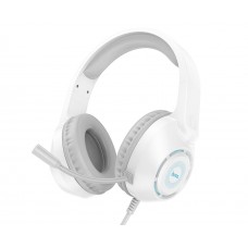 Навушники провідні повнорозмірні Hoco W108 ігрові з мікрофоном та підсвічуванням білі