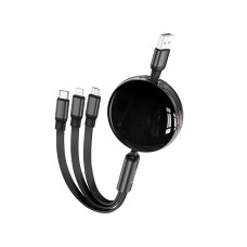 Кабель Hoco X78 3в1 USB to Type-C/ Lightning/ MicroUSB 1m чорний