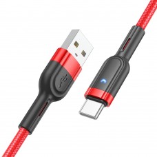 Кабель Hoco U117 з індикатором USB to Type-C 1.2m red