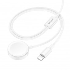 Кабель Borofone BQ22 2в1 USB to Lightning/ iWatch Qi 1.2m white