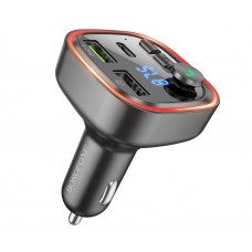 Автомобільний зарядний пристрій Borofone BC48 2 USB/ Type-C/ QC з FM-модулятором (USB/ TF card/ Bluetooth) чорний