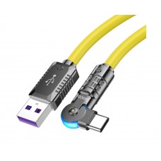 Кабель Hoco U118 з індикатором USB to Type-C QC 100W 1.2m yellow