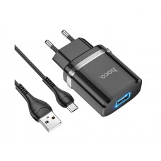 Зарядний пристрій Hoco N1 USB чорний + кабель USB to MicroUSB