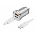 Автомобільний зарядний пристрій Hoco NZ10 USB/ Type-C PD 45W сріблястий + кабель Type-C to Type-C