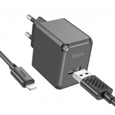 Мережевий зарядний пристрій Hoco CS11A USB чорний + кабель USB to Lightning