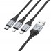 Кабель Hoco X102 3в1 USB to Lightning/ Type-C/ MicroUSB 1m black