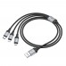 Кабель Hoco X102 3в1 USB to Lightning/ Type-C/ MicroUSB 1m black