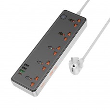 Мережевий зарядний пристрій подовжувач Hoco AC14A 3 USB/ Type-C PD 30W 5 розеток 1m чорний