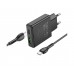 Сетевое зарядное устройство Hoco N38 USB/ Type-C QC PD + кабель Type-C to Type-C черное
