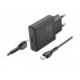 Мережевий зарядний пристрій Hoco N37 Type-C PD + кабель Type-C to Type-C чорний