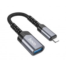 Мультіадаптер хаб Hoco UA24 Lightning to USB 2.0 сірий