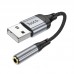 Адаптер перехідник Hoco LS36 USB to Jack 3.5 (F)чорний