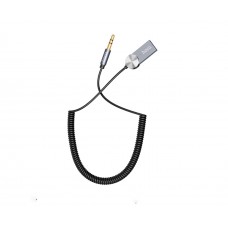 AUX кабель Hoco DUP02 Bluetooth to Jack 3.5 пружинний автомобільний аудіоресивер чорний