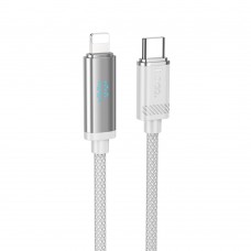 Кабель Hoco U127 з дисплеем Type-C to Lightning PD 27W 1.2m silver gray