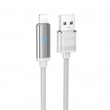 Кабель Hoco U127 з дисплеем USB to Lightning 1.2m silver gray