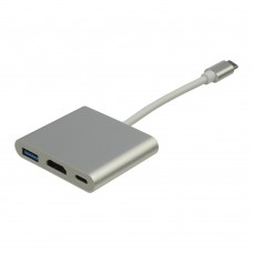 Мультиадаптер хаб Type-C - HDMI + USB3.0 + Type-C білий