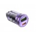 Автомобільний зарядний пристрій Hoco Z53A USB/ Type-C PD 30W QC transparent purple