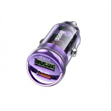 Автомобильное зарядное устройство Hoco Z53A USB/ Type-C PD 30W QC transparent purple