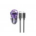 Автомобільний зарядний пристрій Hoco Z53A USB/ Type-C PD 30W QC transparent purple + кабель Type-C to Lightning