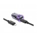 Автомобильное зарядное устройство Hoco Z53A USB/ Type-C PD 30W QC transparent purple + кабель Type-C to Lightning