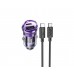 Автомобільний зарядний пристрій Hoco Z53A USB/ Type-C PD 30W QC transparent purple + кабель Type-C to Type-C