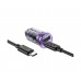 Автомобільний зарядний пристрій Hoco Z53A USB/ Type-C PD 30W QC transparent purple + кабель Type-C to Type-C
