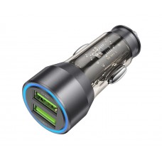 Автомобильное зарядное устройство Hoco NZ12 2 USB QC 36W transparent black