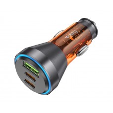 Автомобільний зарядний пристрій Hoco NZ12D USB/2 Type-C PD 60W transparent orange