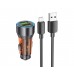 Автомобільний зарядний пристрій Hoco NZ12 2 USB QC 36W transparent orange + кабель USB to MicroUSB