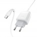 Мережевий зарядний пристрій Hoco C72Q USB QC + кабель USB to Type-C white